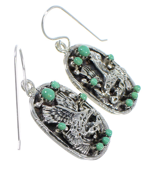 Eagle Southwestern Sterling Silver Turquoise Hook Dangle Earrings QX70250