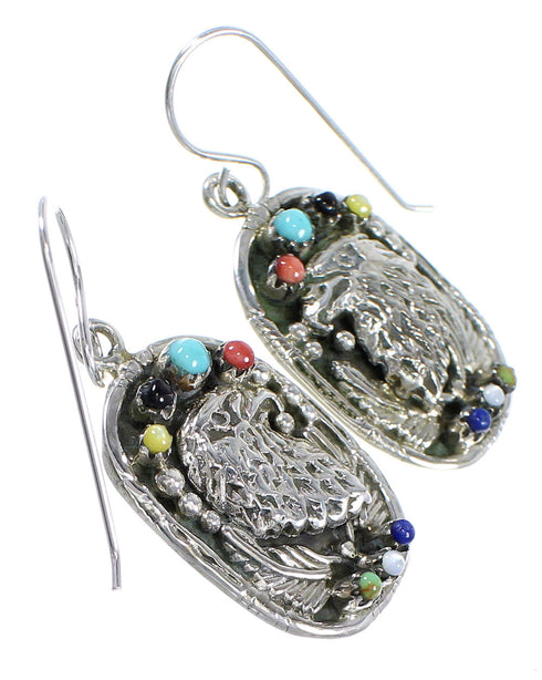 Silver Multicolor Southwest Eagle Hook Dangle Earrings YX71073