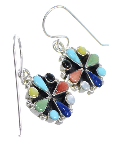 Sterling Silver Multicolor Southwest Hook Dangle Earrings YX71089