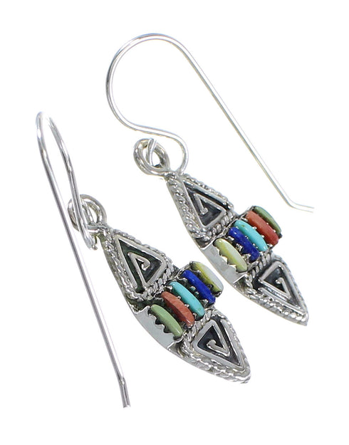 Multicolor Silver Southwestern Needlepoint Water Wave Hook Dangle Earrings YX71098