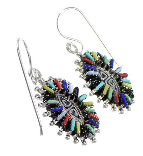 Multicolor Sterling Silver Southwest Needlepoint Water Wave Hook Dangle Earrings YX71103
