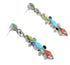Southwest Sterling Silver Multicolor Post Dangle Earrings YX71117