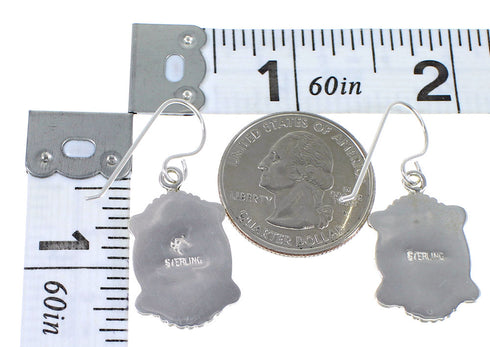 Southwest Authentic Sterling Silver Turquoise Opal Hook Dangle Earrings QX72214