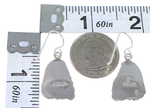 Turquoise Opal Southwestern Silver Hook Dangle Earrings QX72316