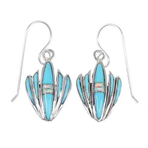 Turquoise Opal Sterling Silver Southwest Hook Dangle Earrings QX72344