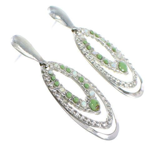 Turquoise Opal Sterling Silver Southwestern Post Dangle Earrings QX81786