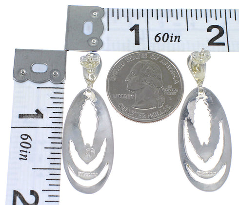 Turquoise Opal Sterling Silver Southwestern Post Dangle Earrings QX81786