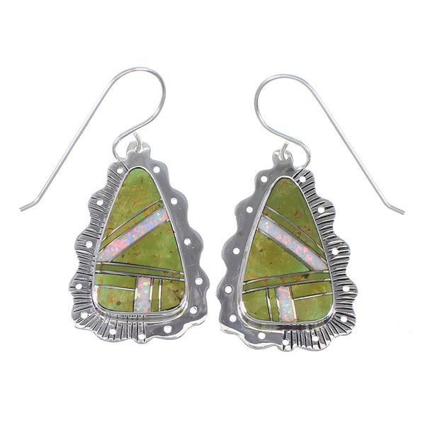 Southwestern Silver Turquoise Opal Hook Dangle Earrings QX81850