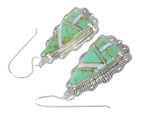 Turquoise Opal Silver Southwestern Hook Dangle Earrings QX81862