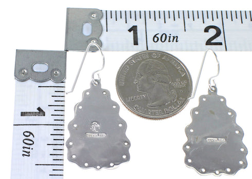 Turquoise Opal Silver Southwestern Hook Dangle Earrings QX81862