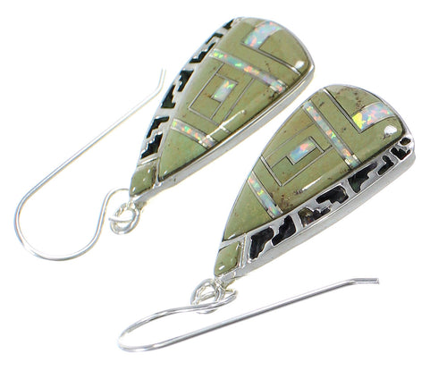 Genuine Sterling Silver Turquoise Opal Southwest Hook Dangle Earrings QX81910