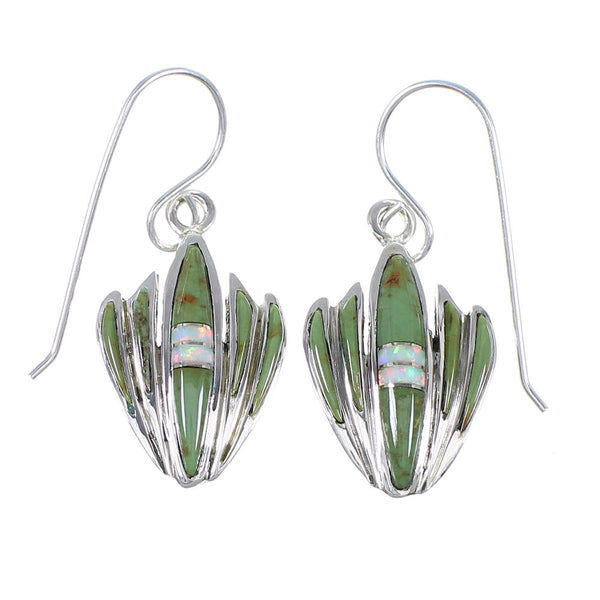 Authentic Sterling Silver Southwestern Turquoise And Opal Hook Dangle Earrings QX81980