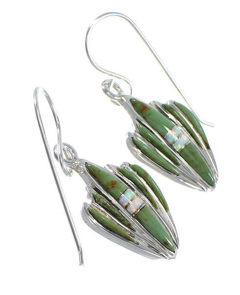 Authentic Sterling Silver Southwestern Turquoise And Opal Hook Dangle Earrings QX81980