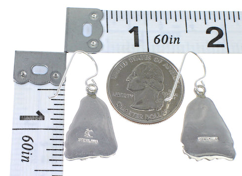 Turquoise Opal Sterling Silver Southwestern Flower Hook Dangle Earrings QX82098