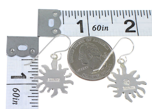 Southwest Sun Turquoise Opal Sterling Silver Hook Dangle Earrings QX82120