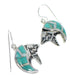 Southwest Bear Turquoise Opal Sterling Silver Hook Dangle Earrings QX82122