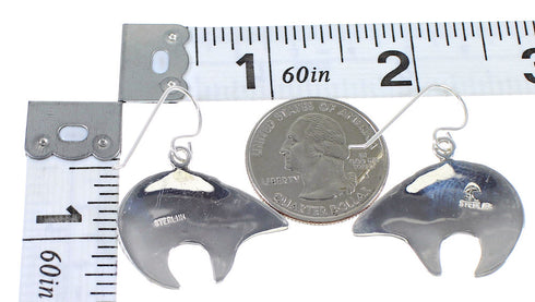 Southwest Bear Turquoise Opal Sterling Silver Hook Dangle Earrings QX82122