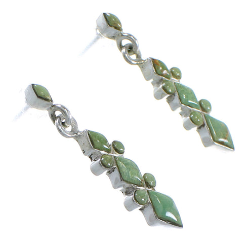 Turquoise Southwestern Sterling Silver Post Dangle Earrings QX69249