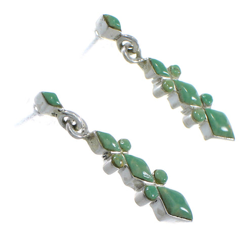 Turquoise Sterling Silver Southwestern Post Dangle Earrings QX69251