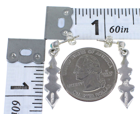 Turquoise Sterling Silver Southwestern Post Dangle Earrings QX69251