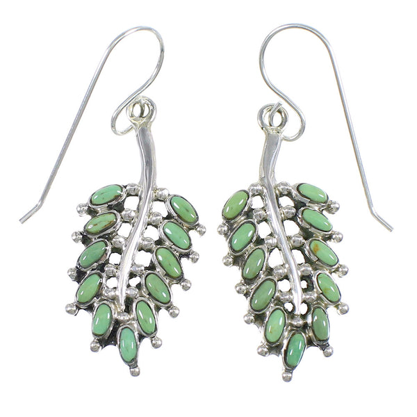 Southwestern Authentic Sterling Silver Turquoise Hook Dangle Earrings QX69245