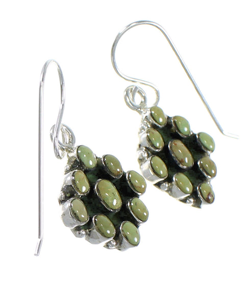 Authentic Sterling Silver Turquoise Southwestern Hook Dangle Earrings QX69297