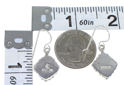 Authentic Sterling Silver Turquoise Southwestern Hook Dangle Earrings QX69297