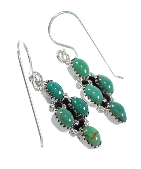 Turquoise Southwestern Sterling Silver Hook Dangle Earrings QX69308