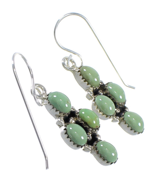 Turquoise Southwestern Genuine Sterling Silver Hook Dangle Earrings QX69319