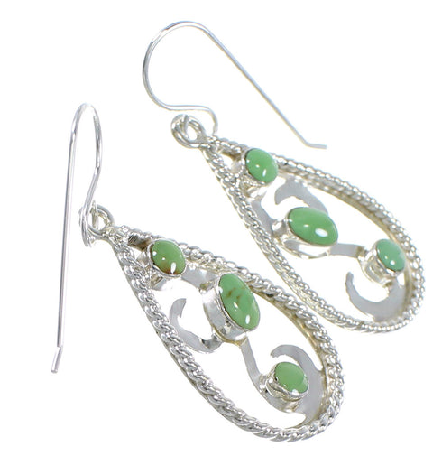Authentic Sterling Silver Turquoise Hook Dangle Earrings QX69323
