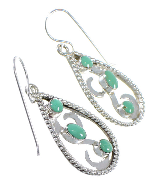 Southwestern Authentic Sterling Silver Turquoise Hook Dangle Earrings QX69326