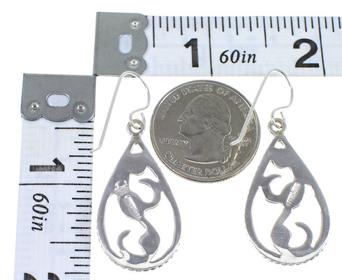 Southwestern Authentic Sterling Silver Turquoise Hook Dangle Earrings QX69326