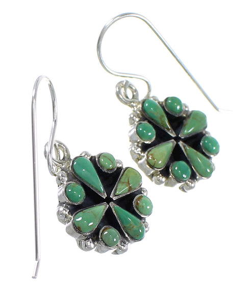 Genuine Sterling Silver Southwestern Turquoise Hook Dangle Earrings QX69330