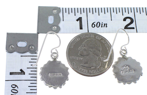 Genuine Sterling Silver Southwestern Turquoise Hook Dangle Earrings QX69330