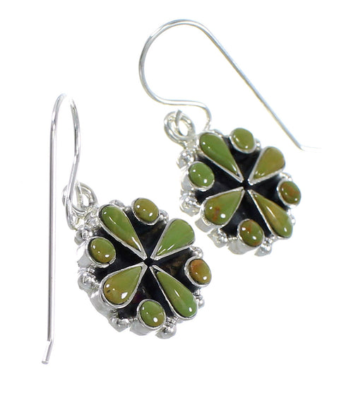 Authentic Sterling Silver Southwestern Turquoise Hook Dangle Earrings QX69331