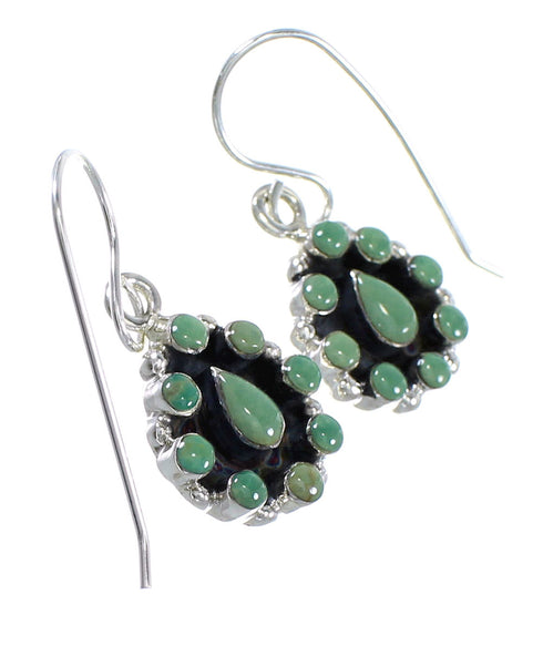 Southwestern Turquoise Authentic Sterling Silver Hook Dangle Earrings QX69339