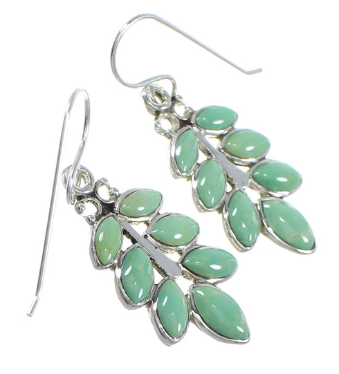 Authentic Sterling Silver Southwestern Turquoise Hook Dangle Earrings QX69349