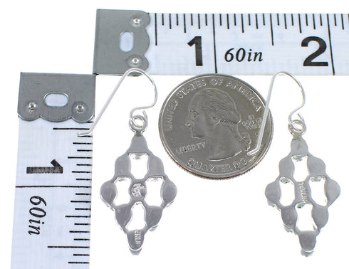 Turquoise Southwestern Genuine Sterling Silver Hook Dangle Earrings QX69370