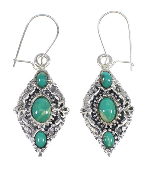 Genuine Sterling Silver Southwestern Turquoise Hook Dangle Reversible Earrings QX69379