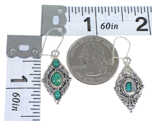 Genuine Sterling Silver Southwestern Turquoise Hook Dangle Reversible Earrings QX69379