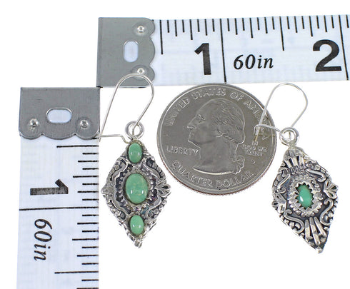 Authentic Sterling Silver Southwest Turquoise Hook Dangle Reversible Earrings QX69380