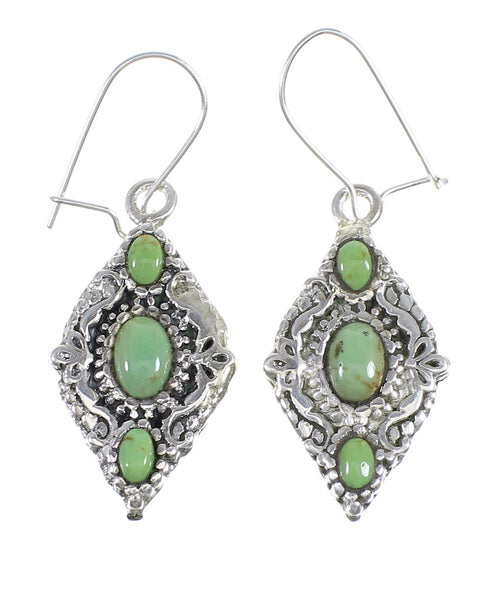 Authentic Sterling Silver Southwestern Turquoise Hook Dangle Reversible Earrings QX69381
