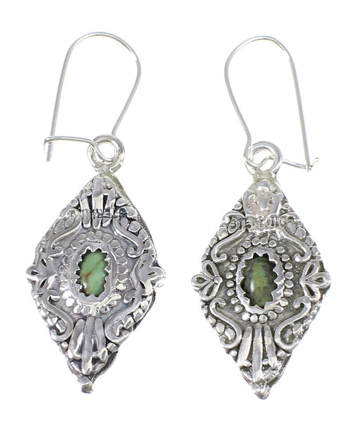 Authentic Sterling Silver Southwestern Turquoise Hook Dangle Reversible Earrings QX69381