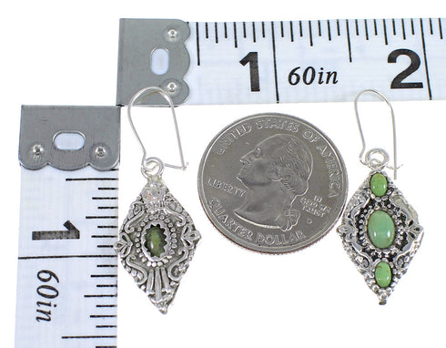 Authentic Sterling Silver Southwestern Turquoise Hook Dangle Reversible Earrings QX69381