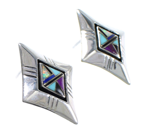 Genuine Sterling Silver Multicolor Southwest Post Earrings YX69442