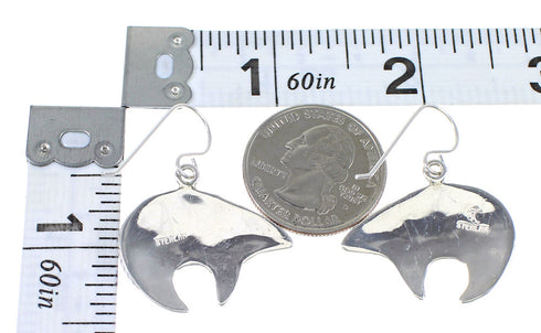 Southwest Multicolor And Sterling Silver Bear Arrow Hook Dangle Earrings YX69487