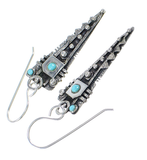 Turquoise And Sterling Silver Hook Dangle Earrings RX69211