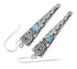 Southwest Water Wave Turquoise Hand Sterling Silver Hook Dangle Earrings RX69213