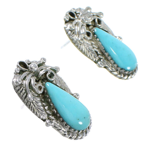 Turquoise And Sterling Silver Southwest Post Earrings RX69346