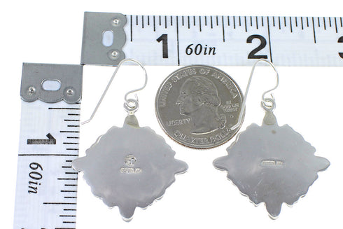 Southwestern Turquoise Sterling Silver Hook Dangle Earrings QX69229